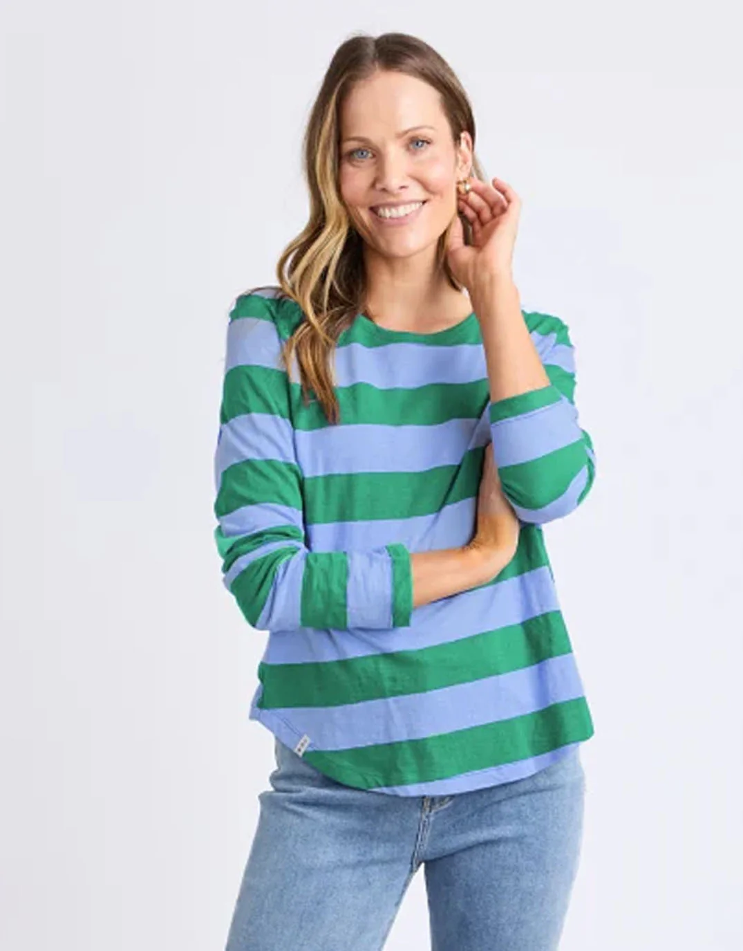 Spritz Stripe Long Sleeve Tee - Turquoise/Light Blue Stripe