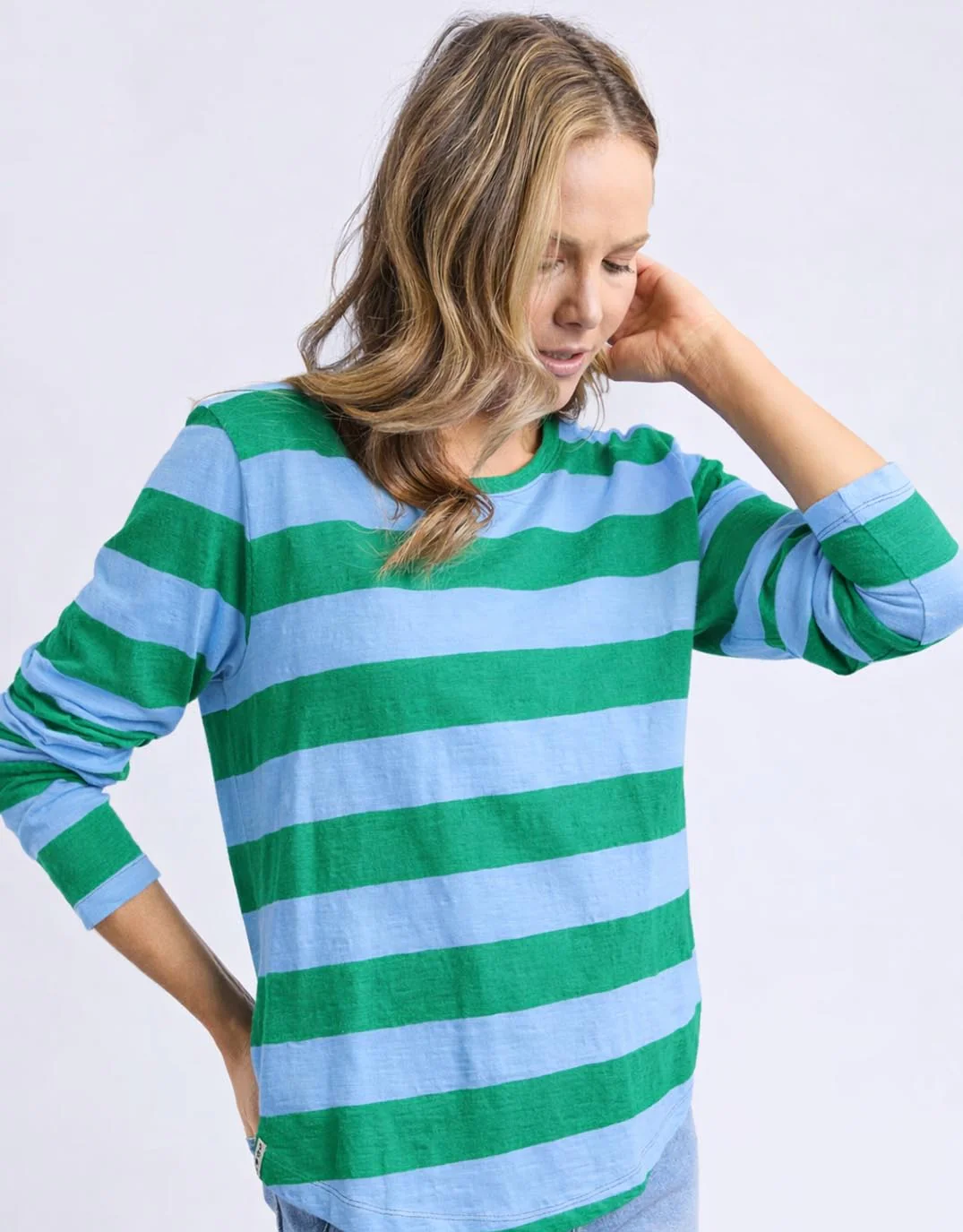 Spritz Stripe Long Sleeve Tee - Turquoise/Light Blue Stripe - Image 2