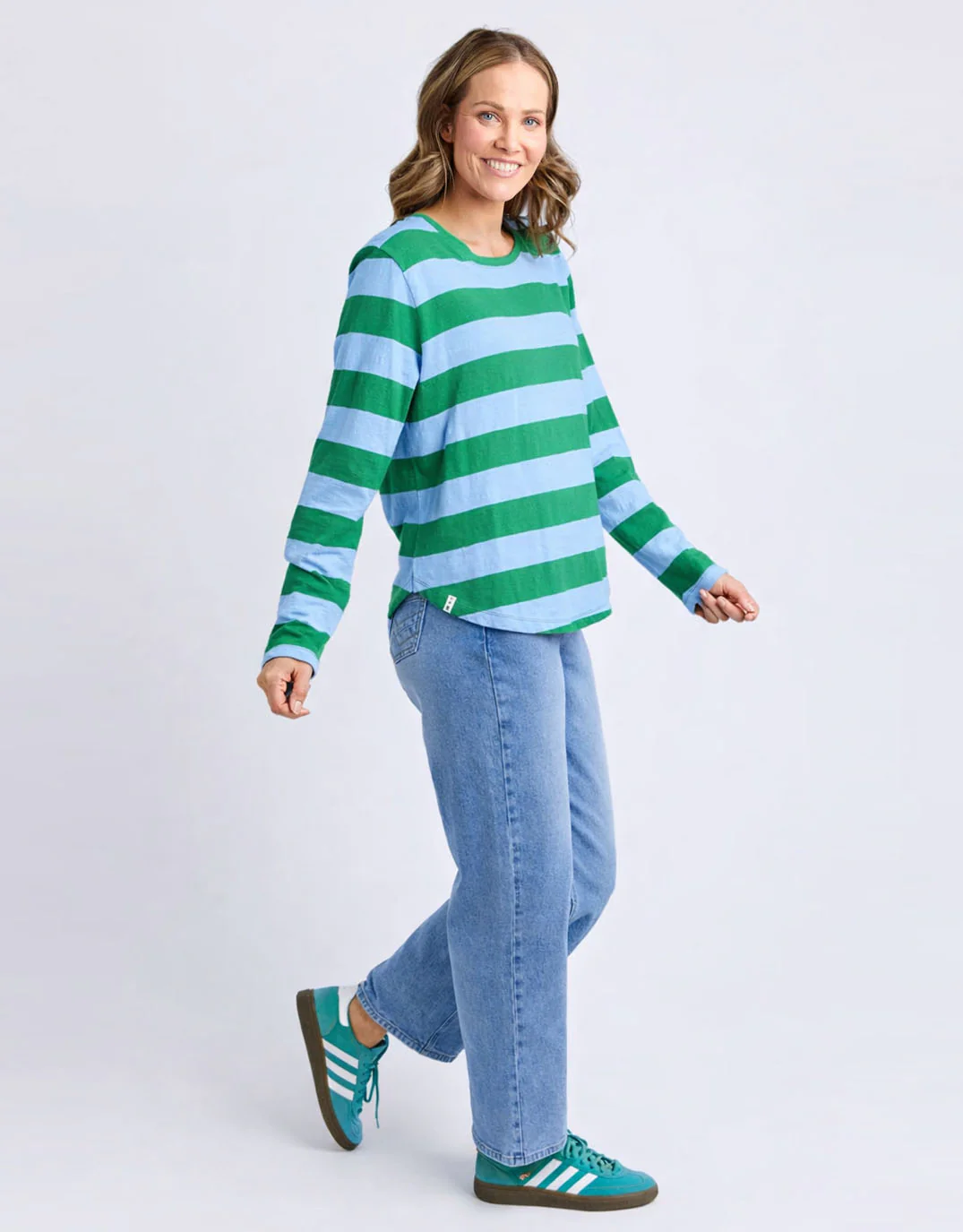 Spritz Stripe Long Sleeve Tee - Turquoise/Light Blue Stripe - Image 3
