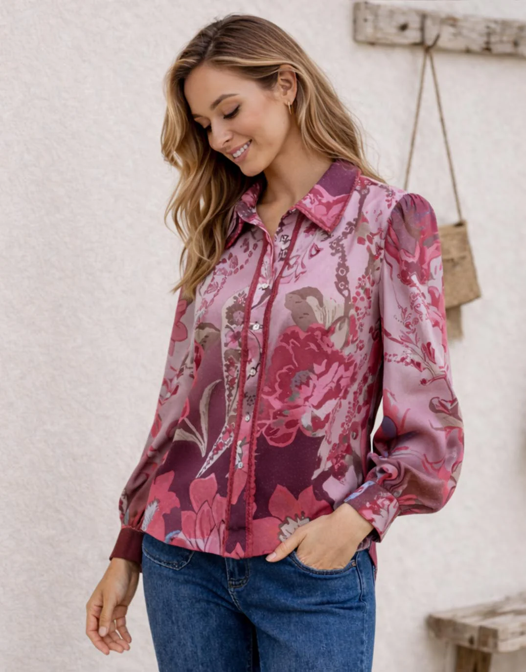 St Tropez Blouse - Berry Multi - Image 2