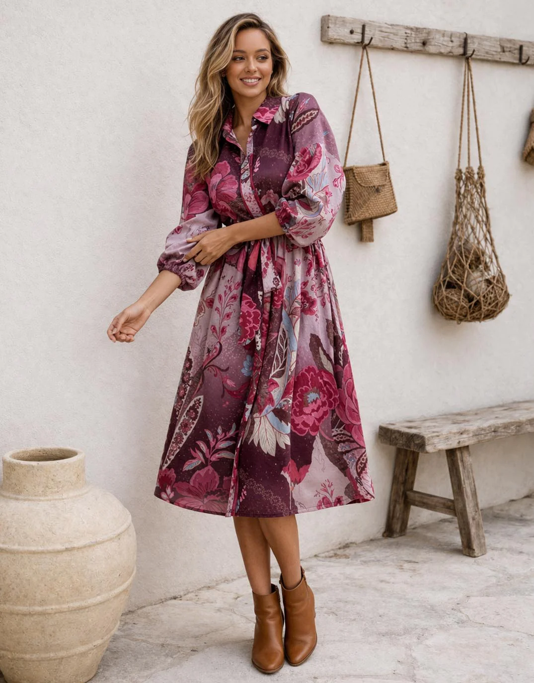 St Tropez Dress - Berry Multi