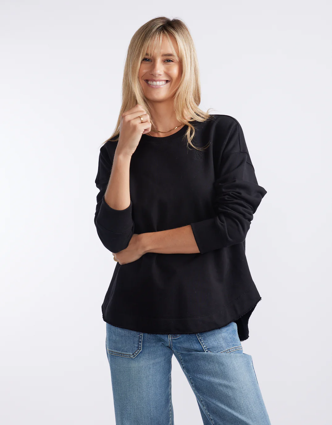Staple Scoop Hem Sweat - Black - Image 2