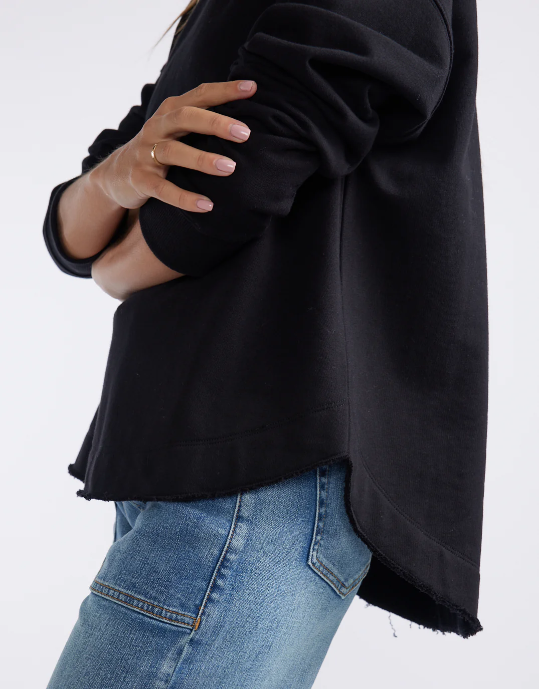 Staple Scoop Hem Sweat - Black - Image 5