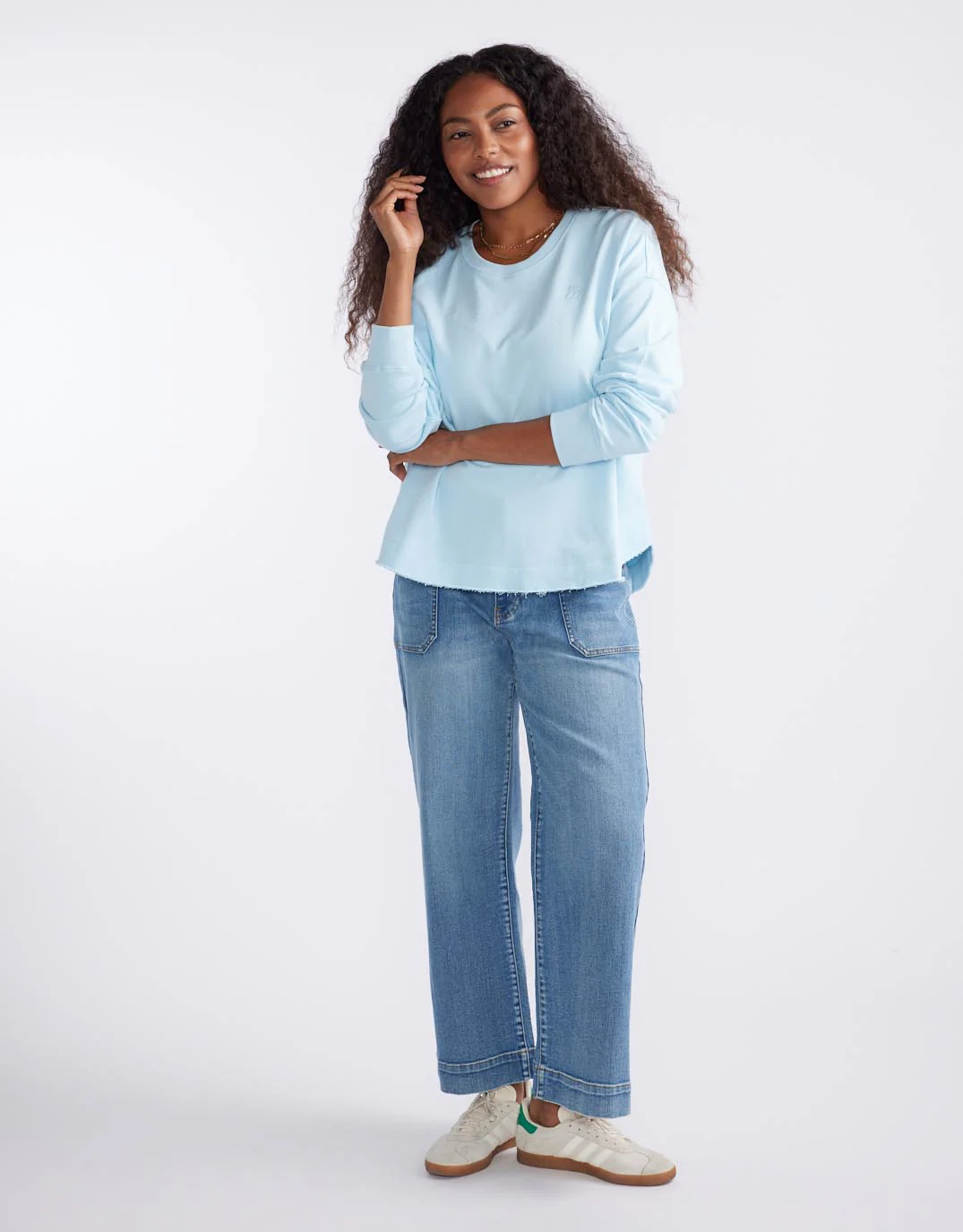 Staple Scoop Hem Sweat - Ice Blue - Image 3