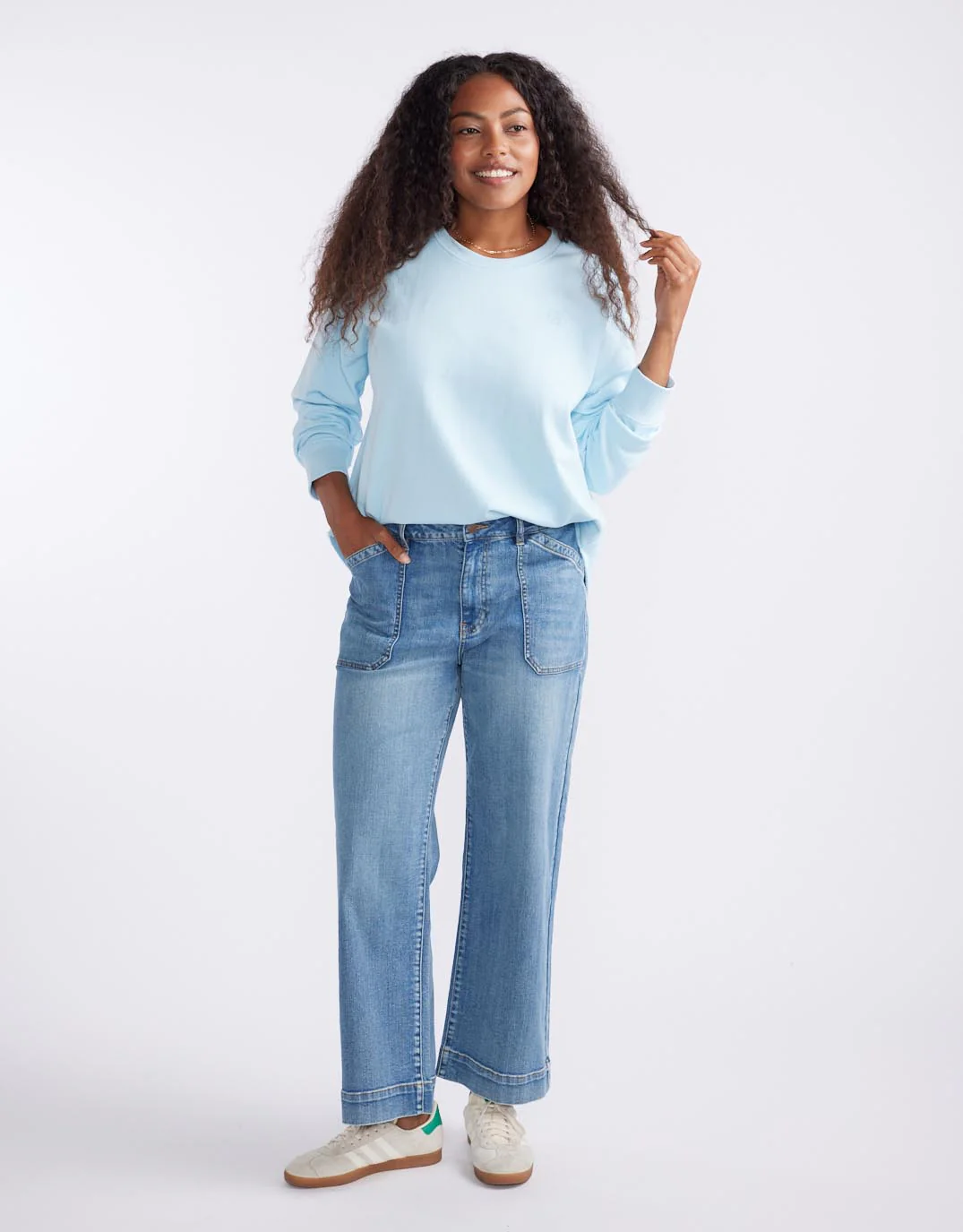 Staple Scoop Hem Sweat - Ice Blue - Image 4