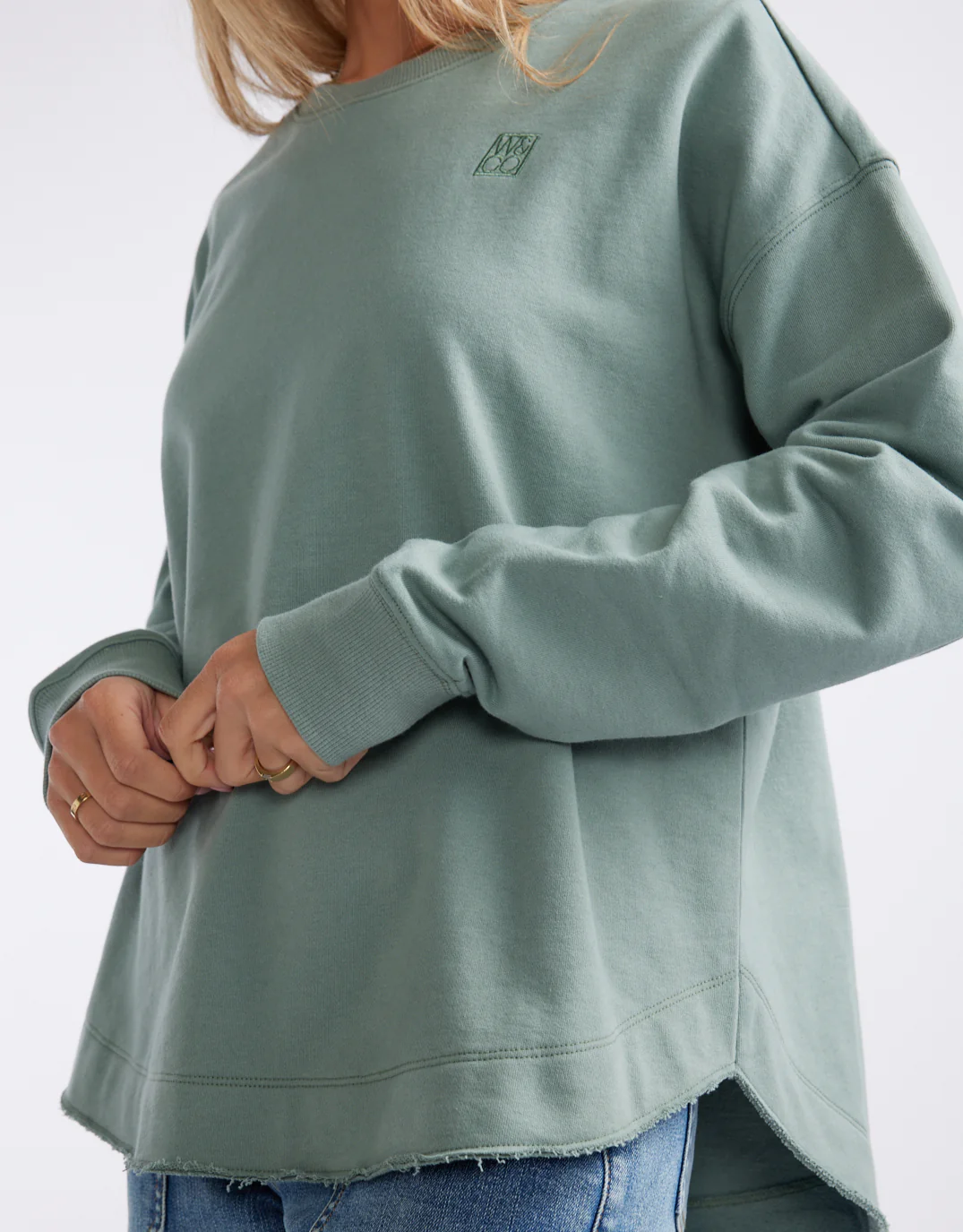 Staple Scoop Hem Sweat - Sage - Image 2