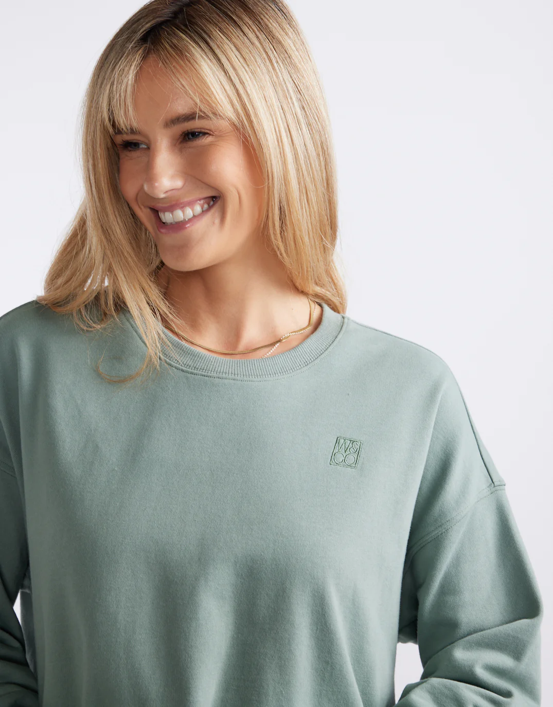 Staple Scoop Hem Sweat - Sage - Image 3