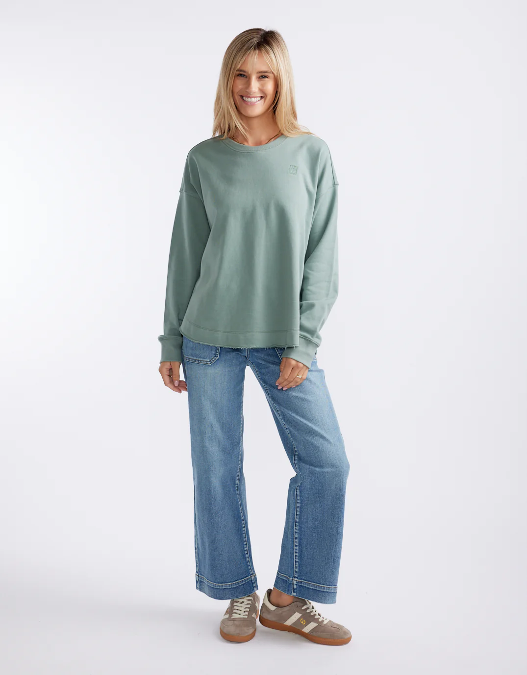 Staple Scoop Hem Sweat - Sage - Image 7