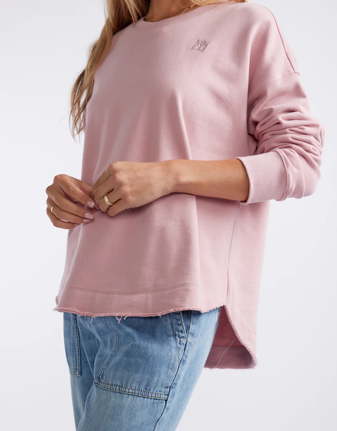 Staple Scoop Hem Sweat - Washed Pink - Image 4