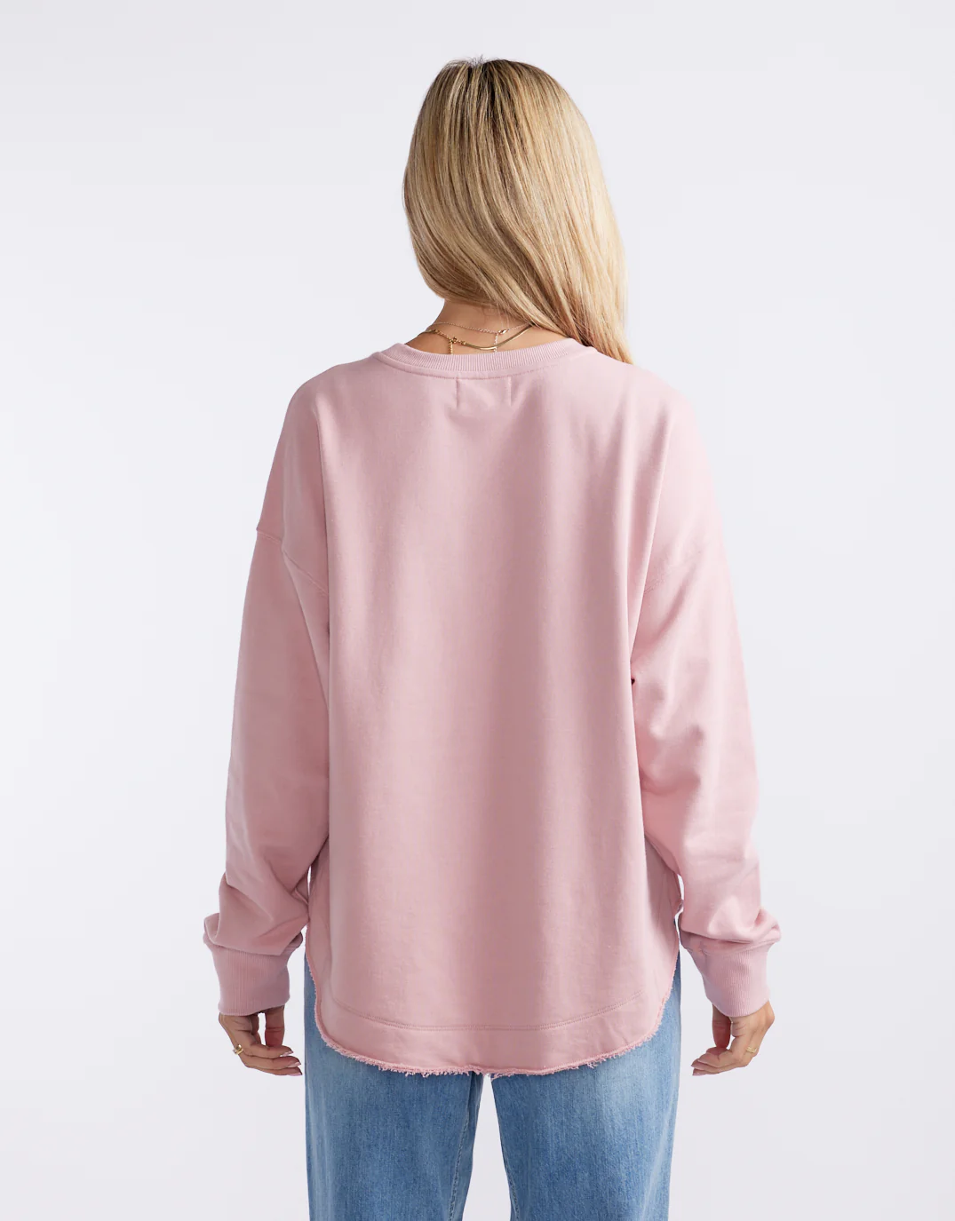 Staple Scoop Hem Sweat - Washed Pink - Image 9