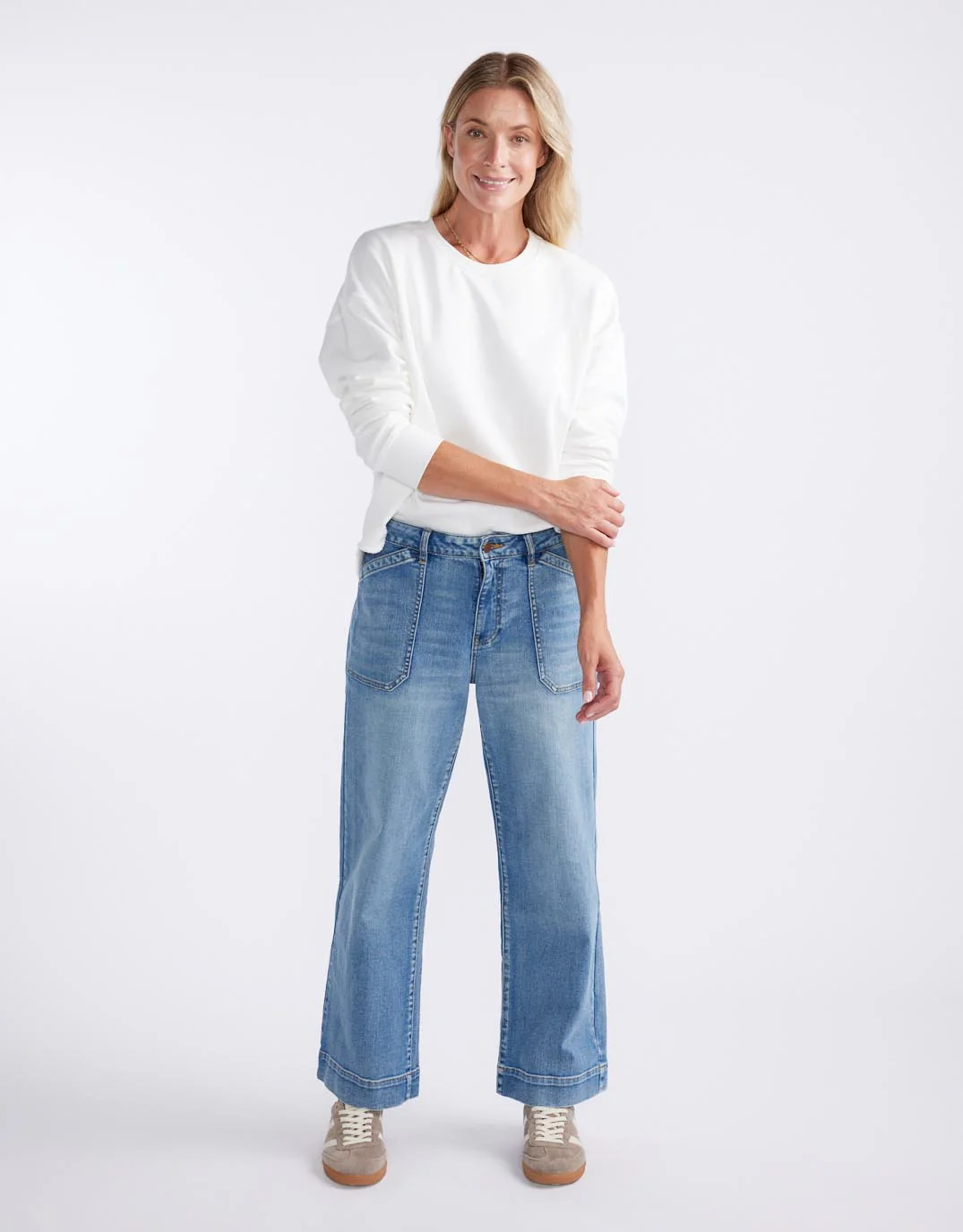 Staple Scoop Hem Sweat - White - Image 2