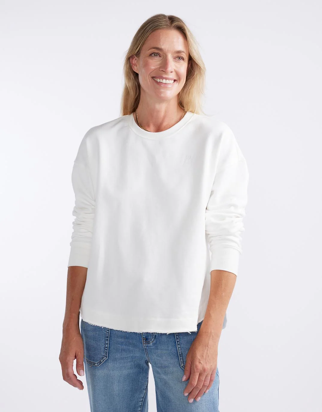 Staple Scoop Hem Sweat - White - Image 4
