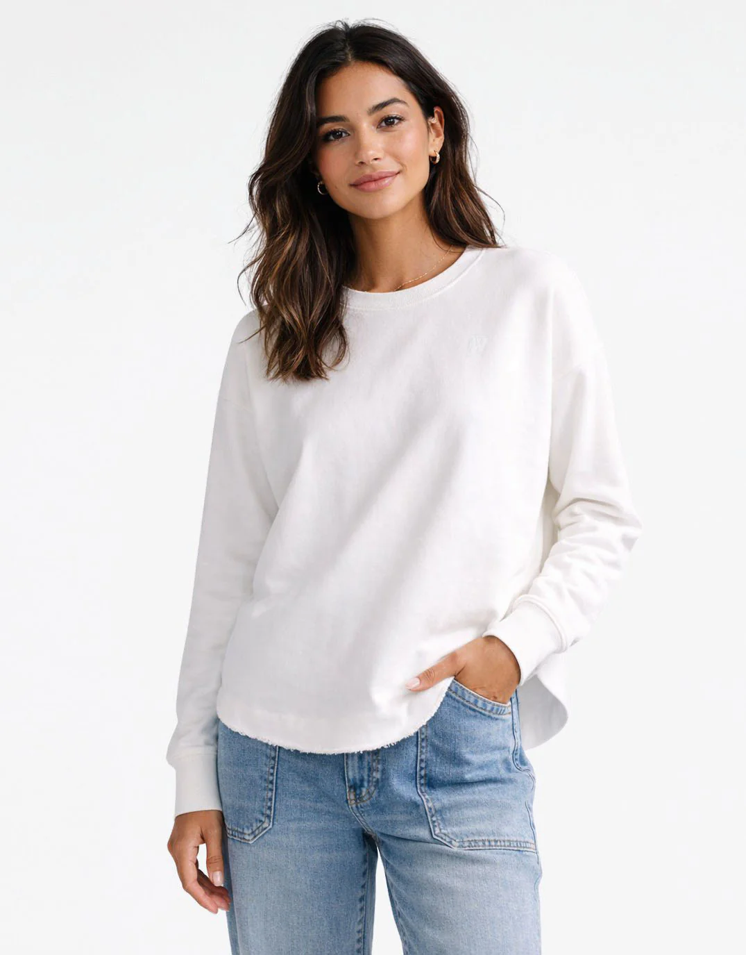 Staple Scoop Hem Sweat - White - Image 7