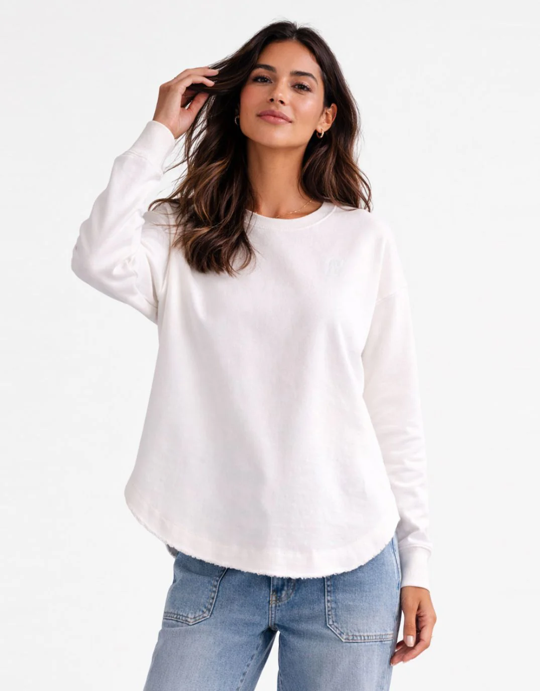 Staple Scoop Hem Sweat - White - Image 8