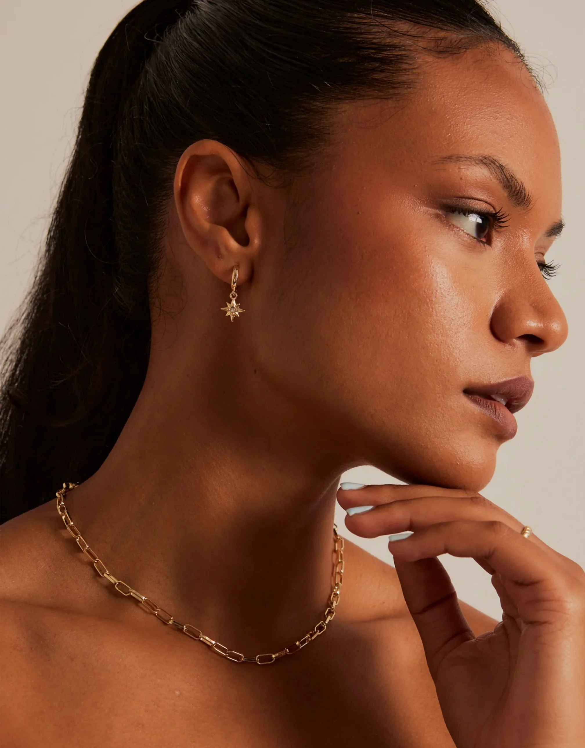Stardust Pendant Huggie Earrings - Gold