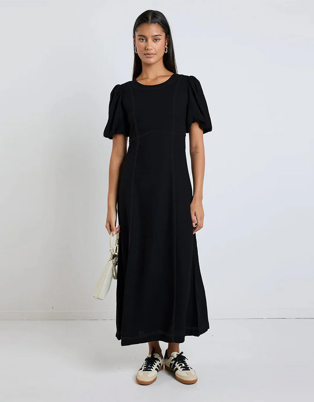 State Linen Blend Midi Dress - Black - Image 3