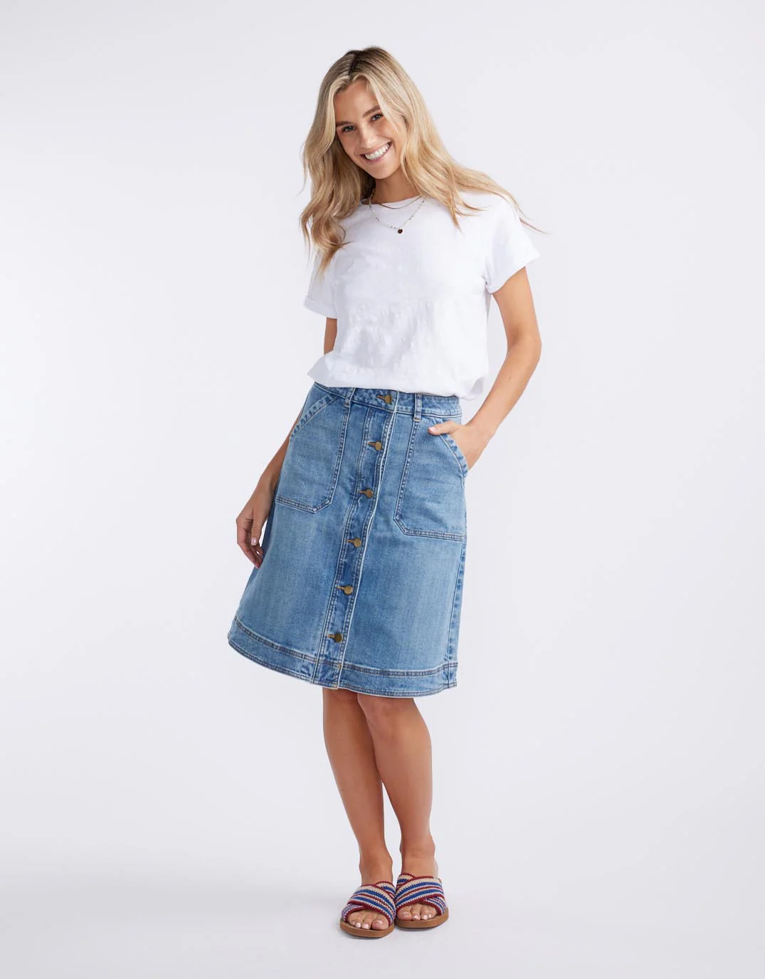 Stevie Denim Skirt - Mid Wash