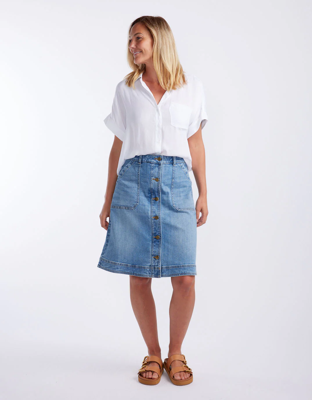 Stevie Denim Skirt - Mid Wash - Image 10