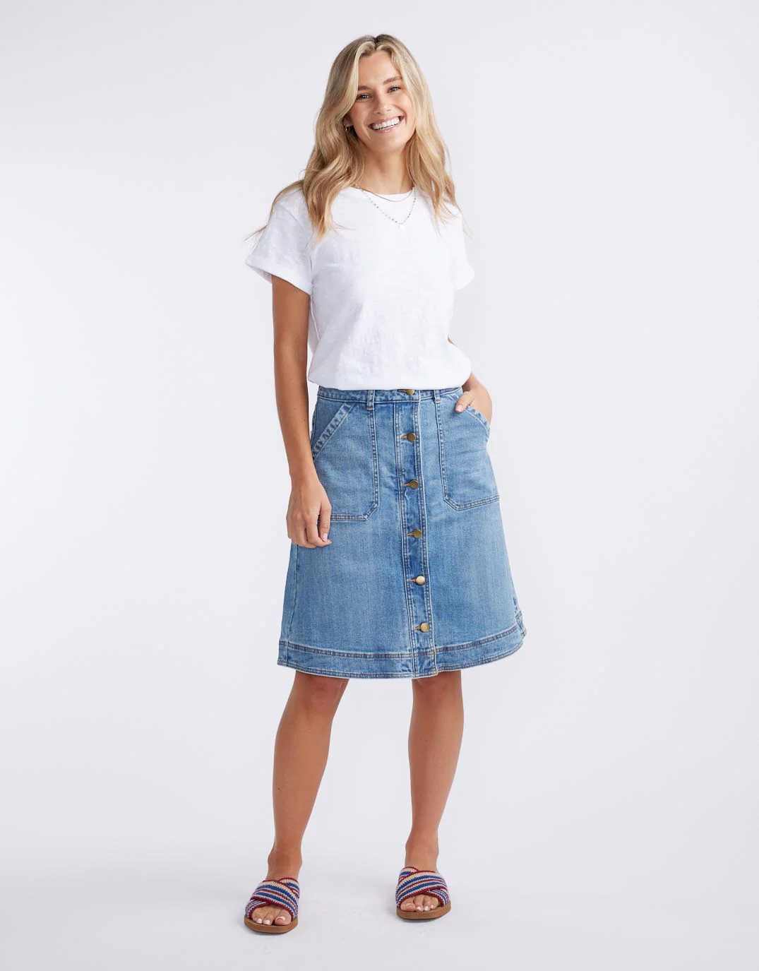 Stevie Denim Skirt - Mid Wash - Image 4