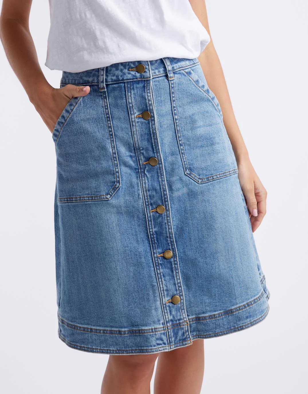 Stevie Denim Skirt - Mid Wash - Image 5