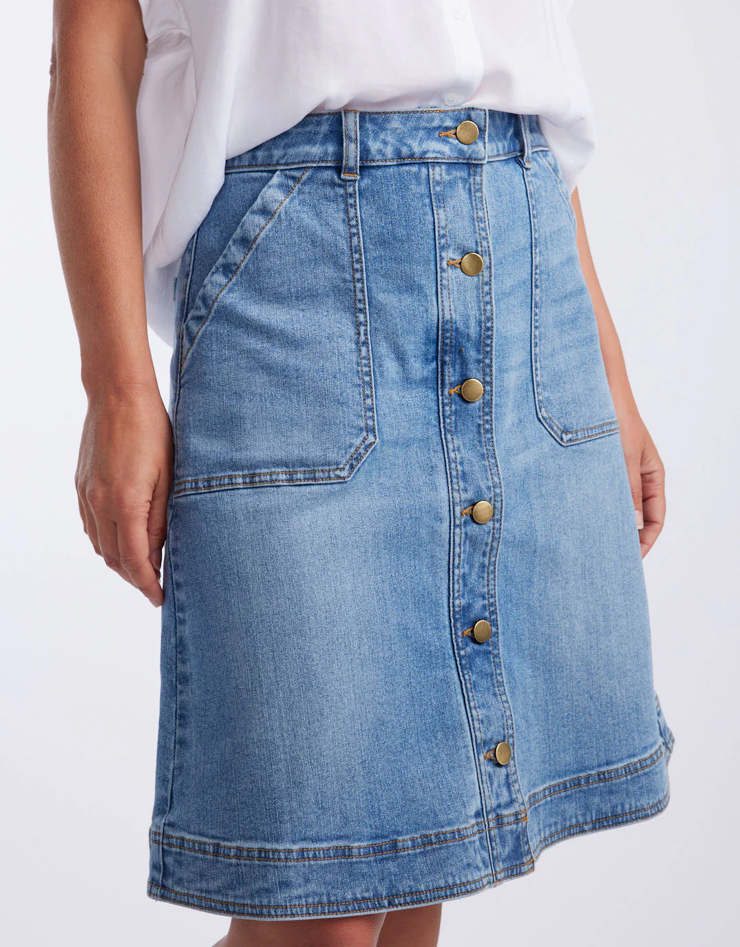 Stevie Denim Skirt - Mid Wash - Image 6