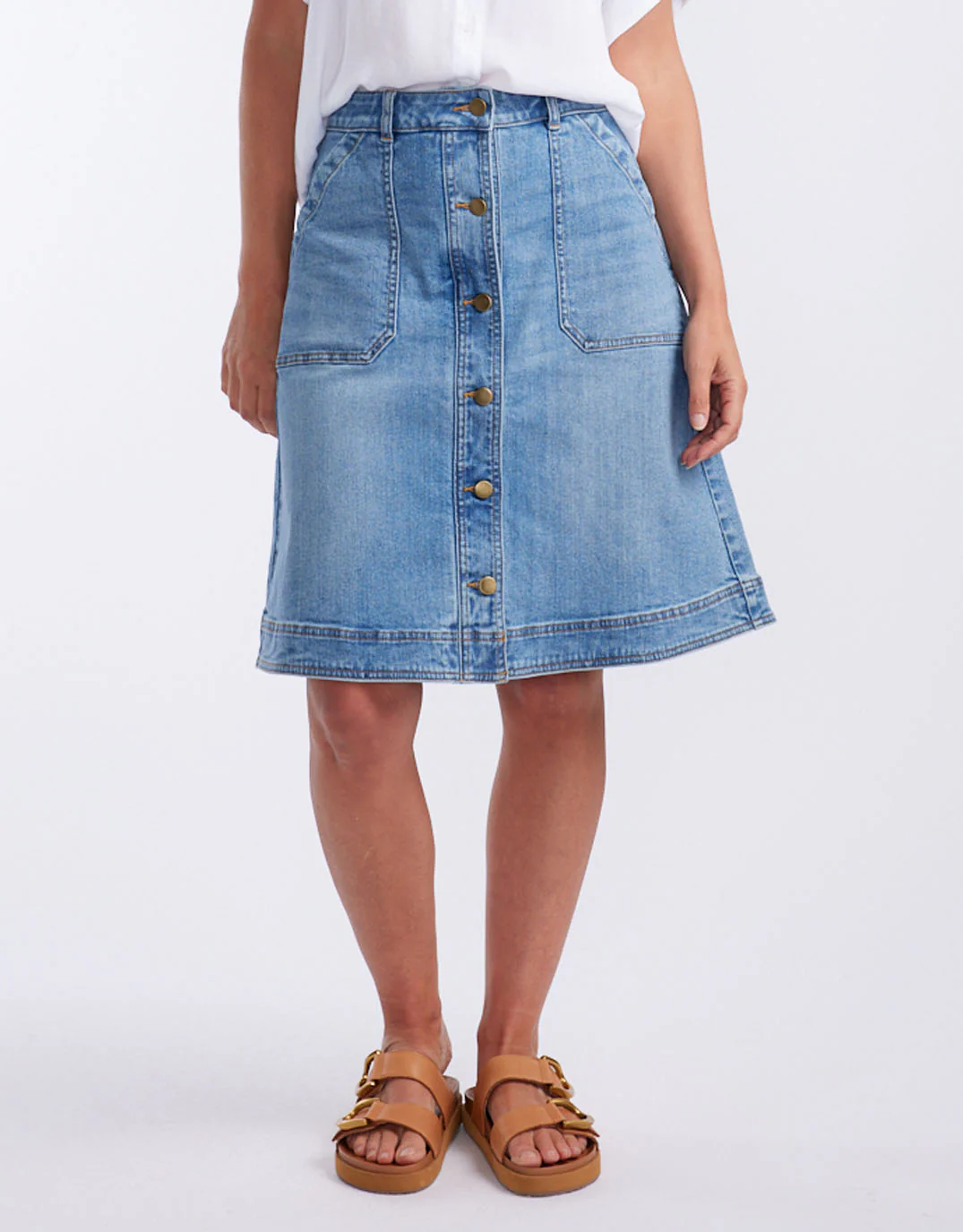 Stevie Denim Skirt - Mid Wash - Image 8