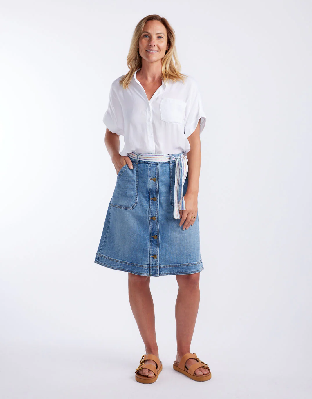 Stevie Denim Skirt - Mid Wash - Image 9