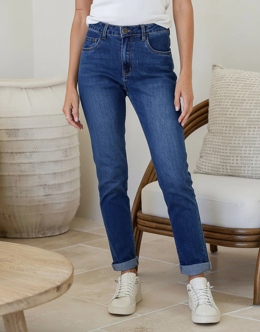 Stretch Mom Jean - Dark Blue - Image 3