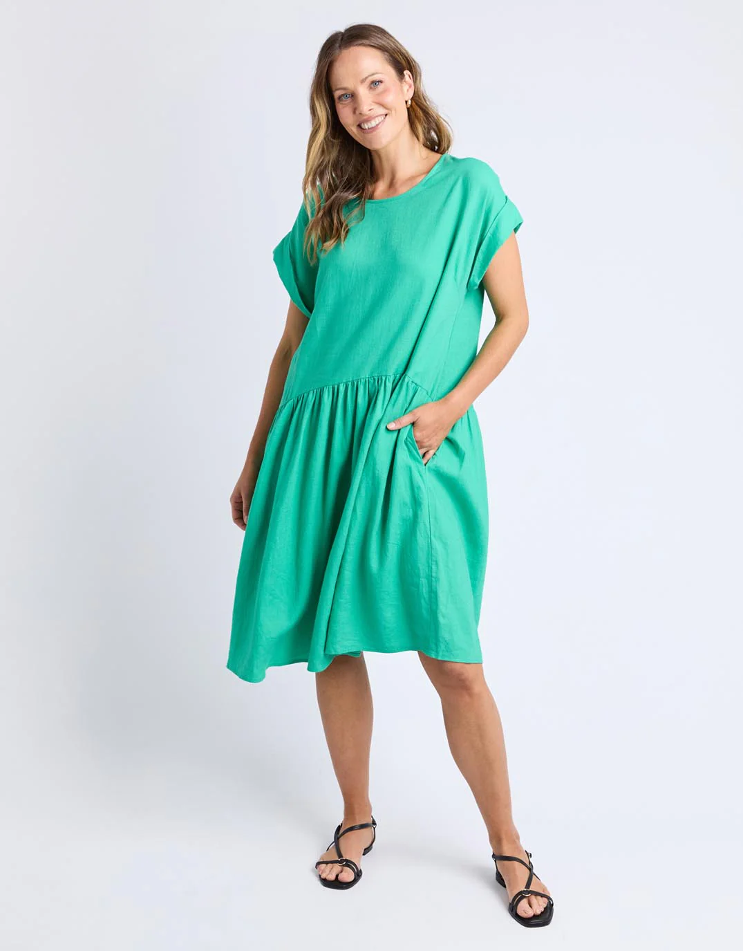 Sunset Hour Solid Dress Dress - Gumdrop Green