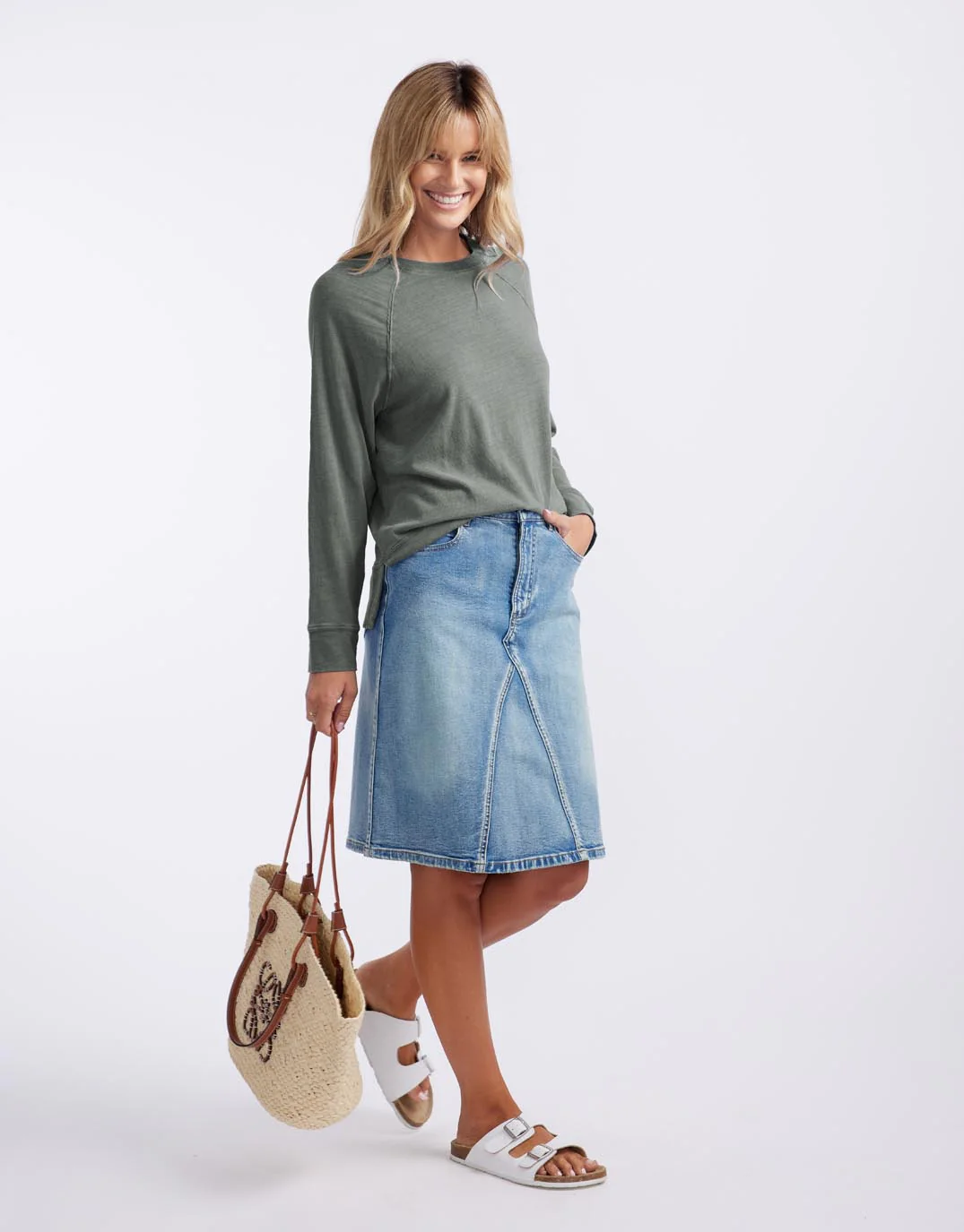 Sunset Throw On Top - Washed Khaki - Image 8