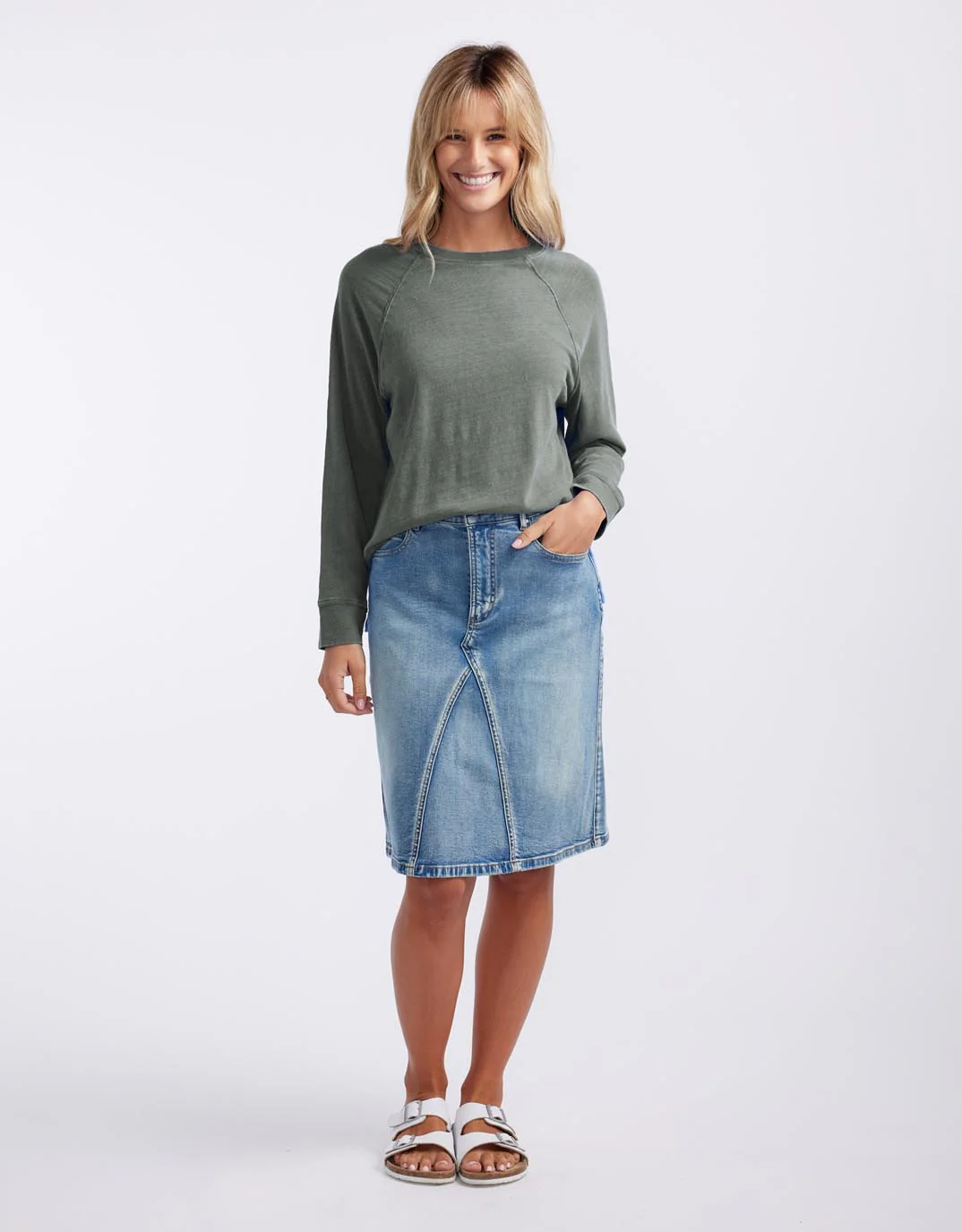 Sunset Throw On Top - Washed Khaki - Image 9