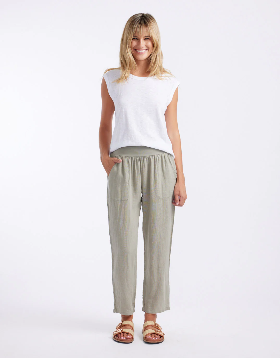 Sorrento Linen Pants - Khaki - Image 2