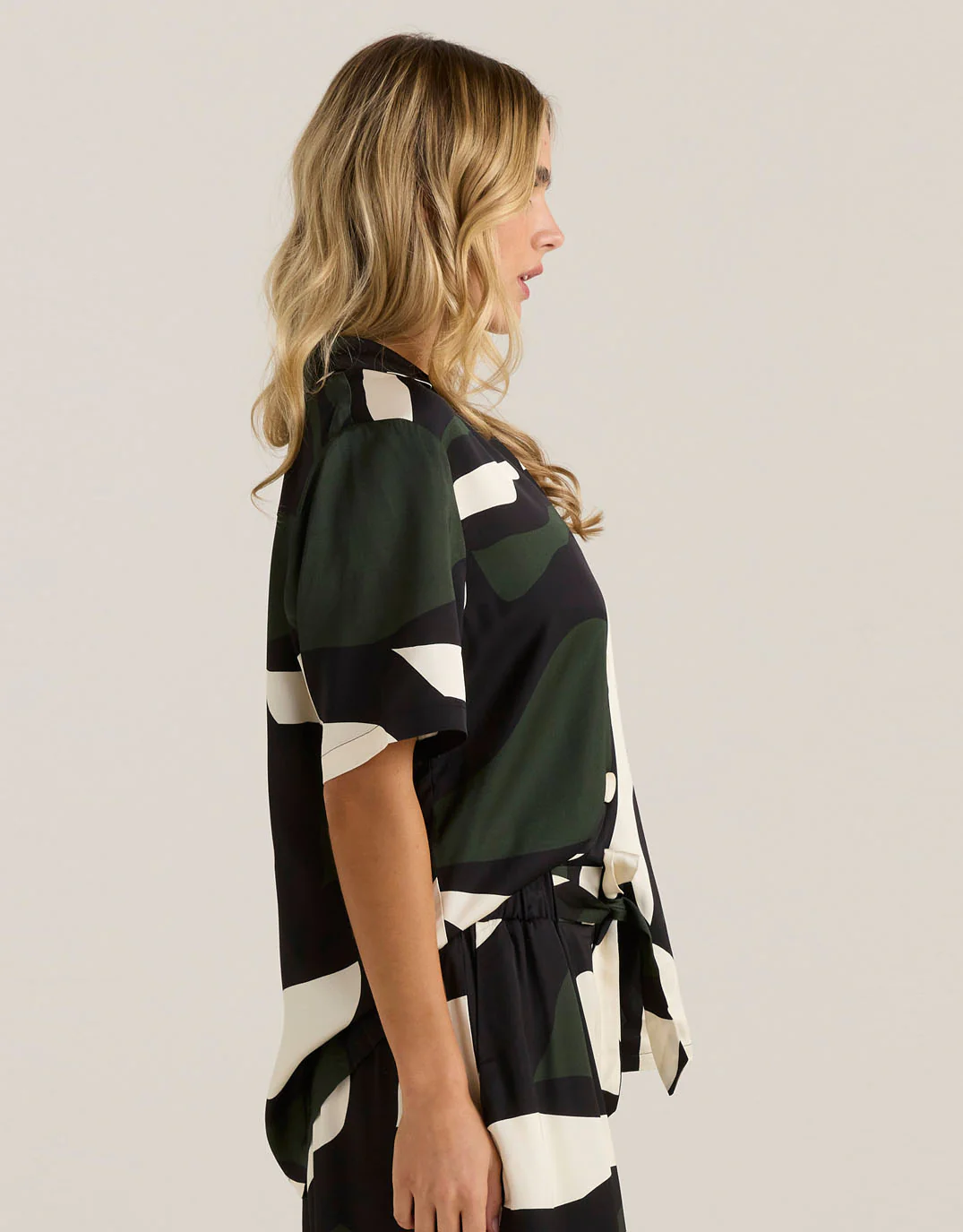 Tarni Satin Shirt - Iris Abstract Print - Image 3