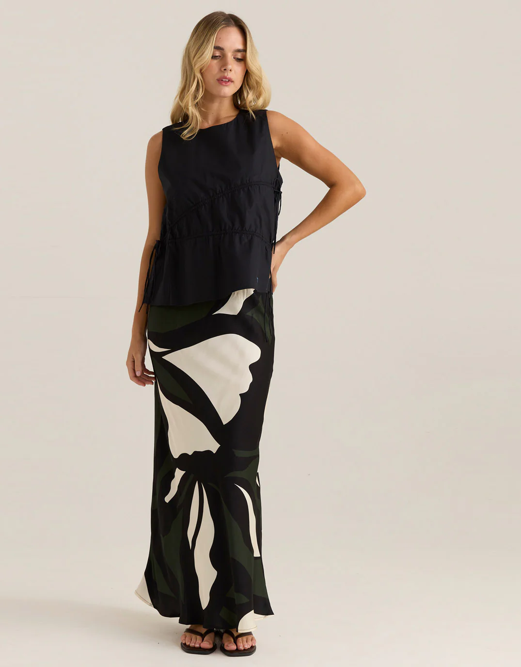 Tarni Satin Slip Skirt - Iris Abstract Print - Image 2