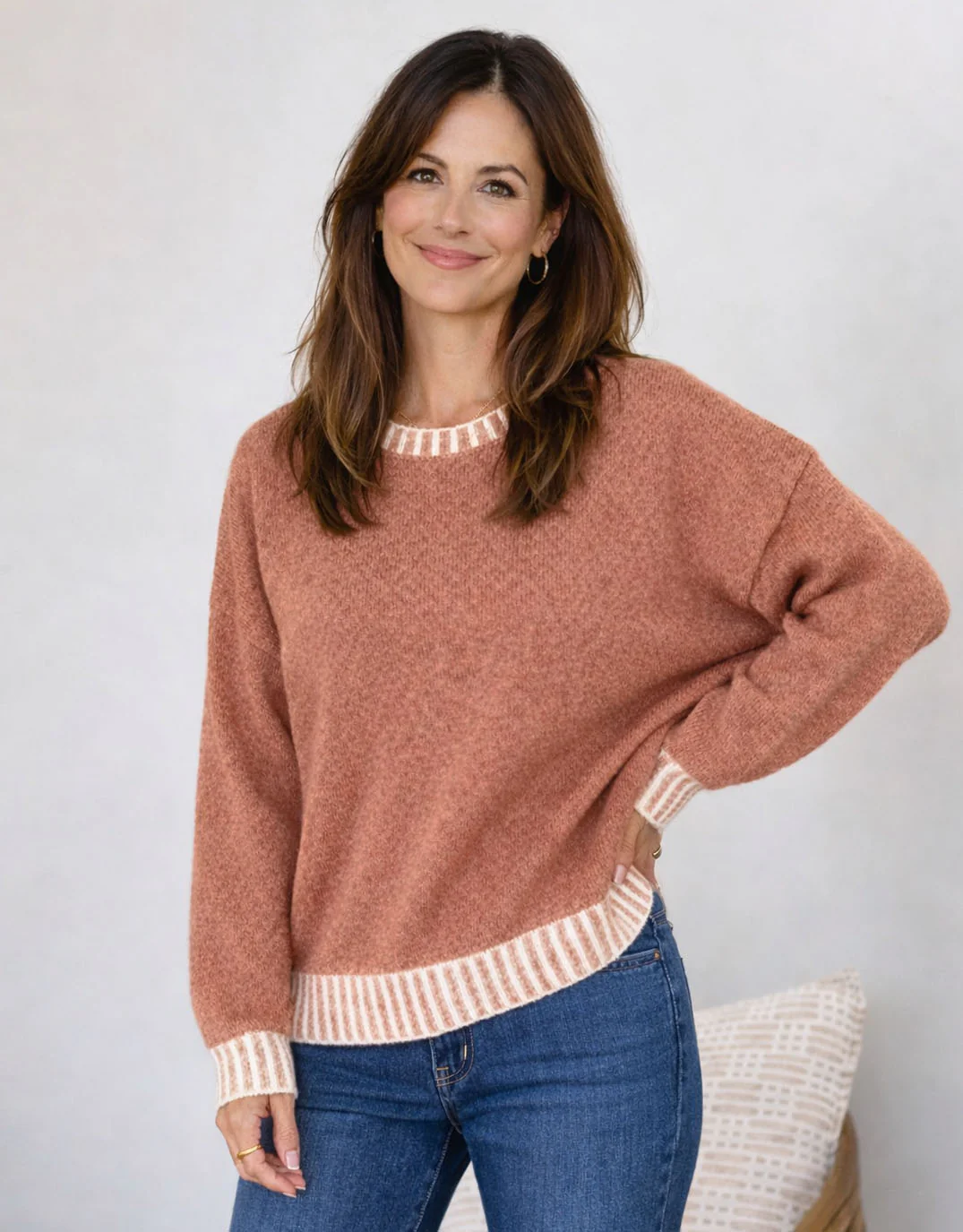 Tilly Wool Blend Crew Neck Knit - Cinnamon