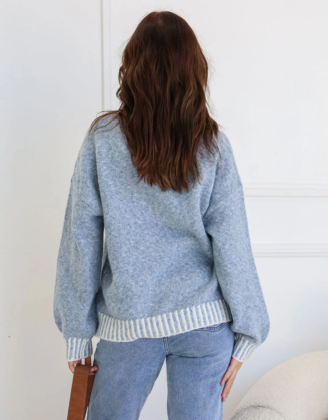 Tilly Wool Blend Crew Neck Knit - Powder Blue - Image 5