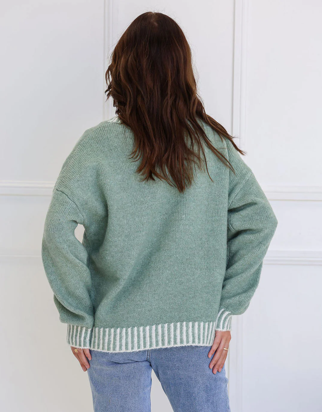 Tilly Wool Blend Crew Neck Knit - Sage - Image 7