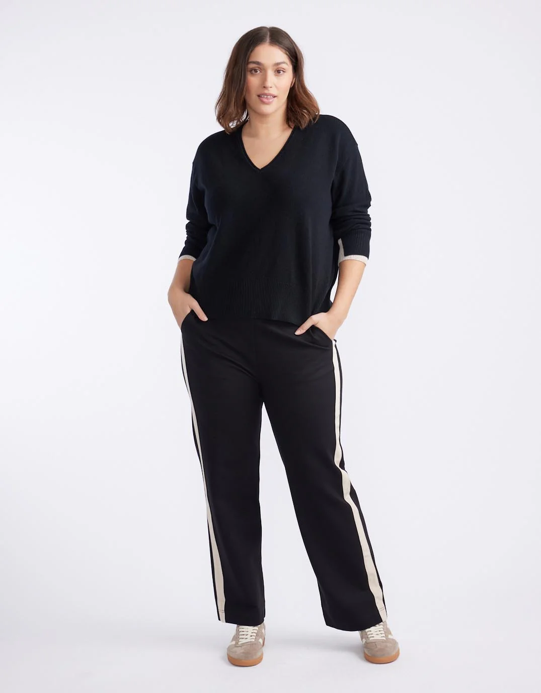 Timeless Straight Leg Ponte Pant - Black/Natural - Image 14