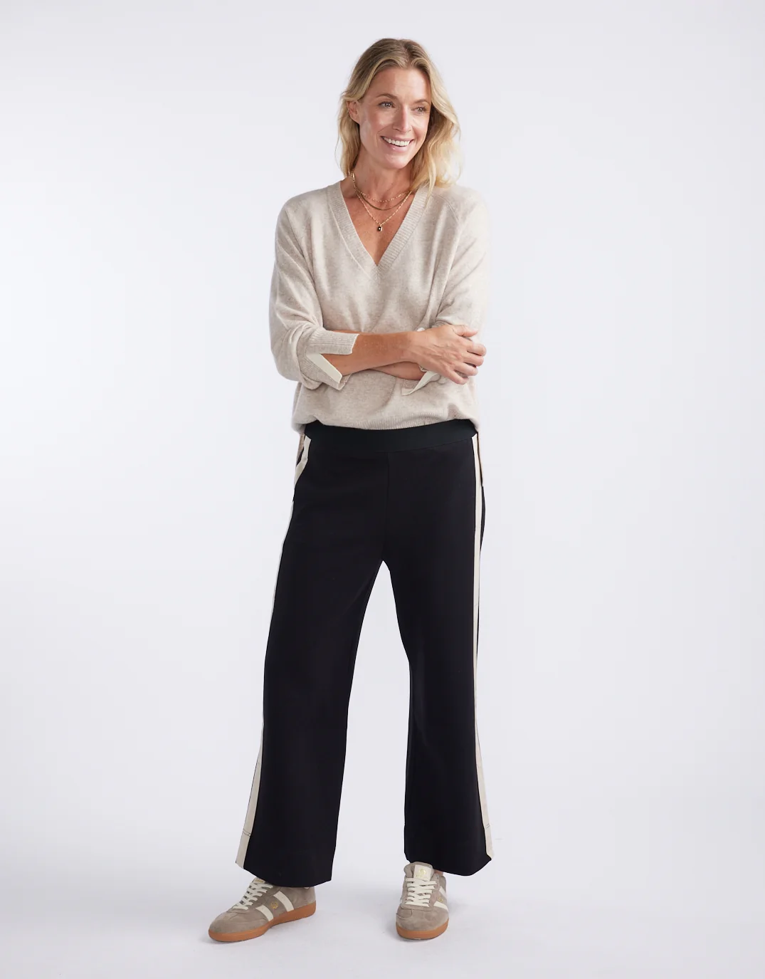 Timeless Straight Leg Ponte Pant - Black/Natural - Image 3