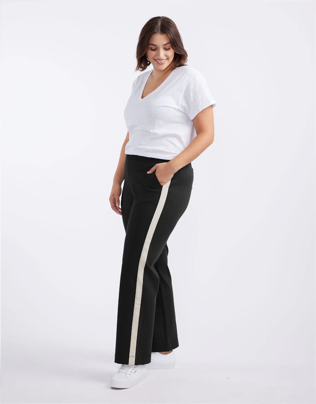 Timeless Straight Leg Ponte Pant - Black/Natural - Image 5