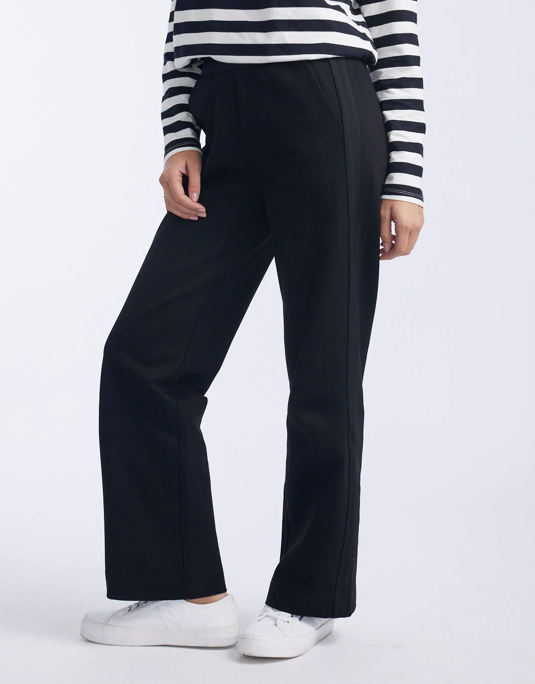 Timeless Straight Leg Ponte Pant - Black On Black - Image 15