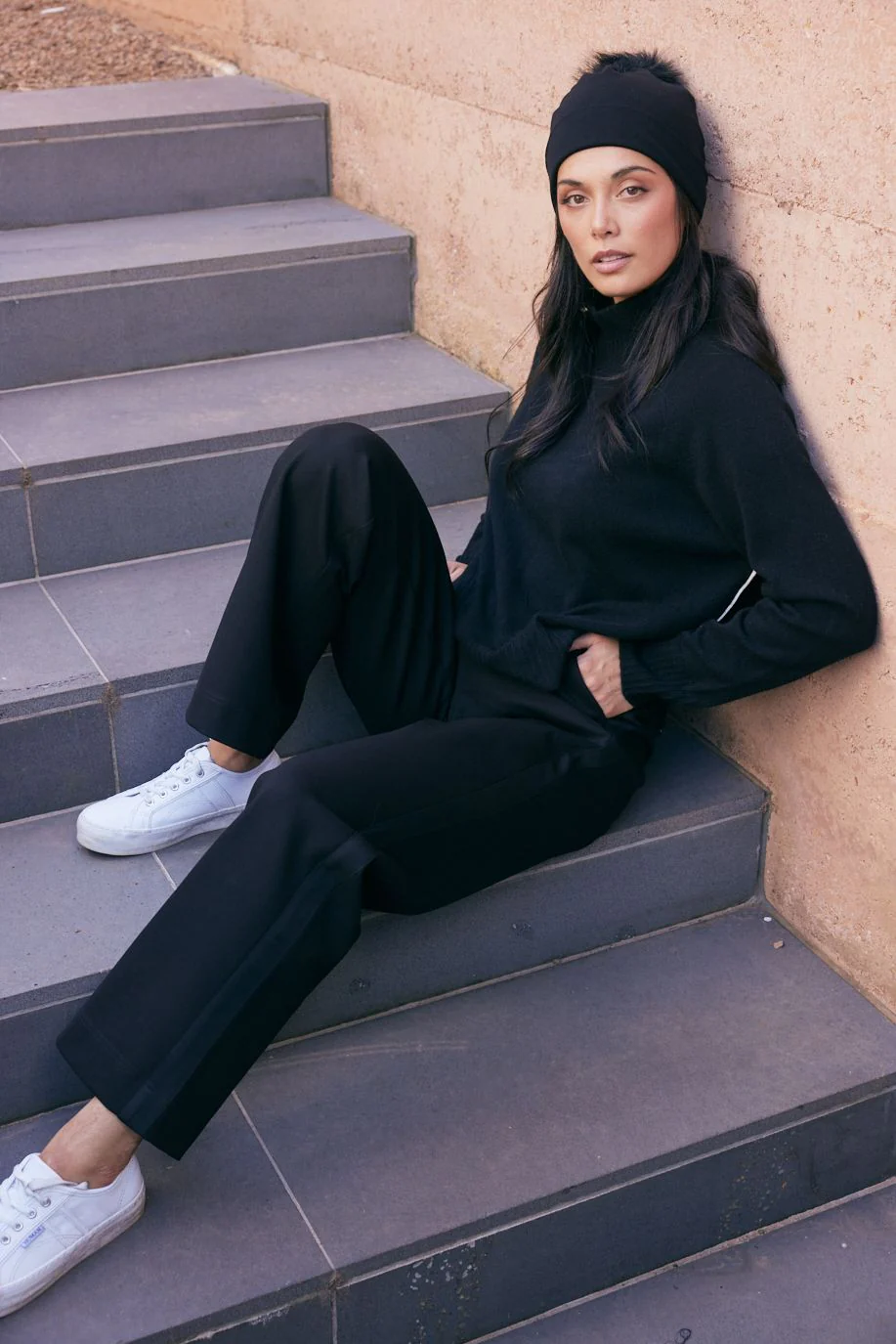 Timeless Straight Leg Ponte Pant - Black On Black - Image 22