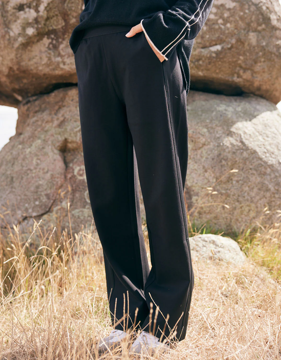 Timeless Straight Leg Ponte Pant - Black On Black - Image 23