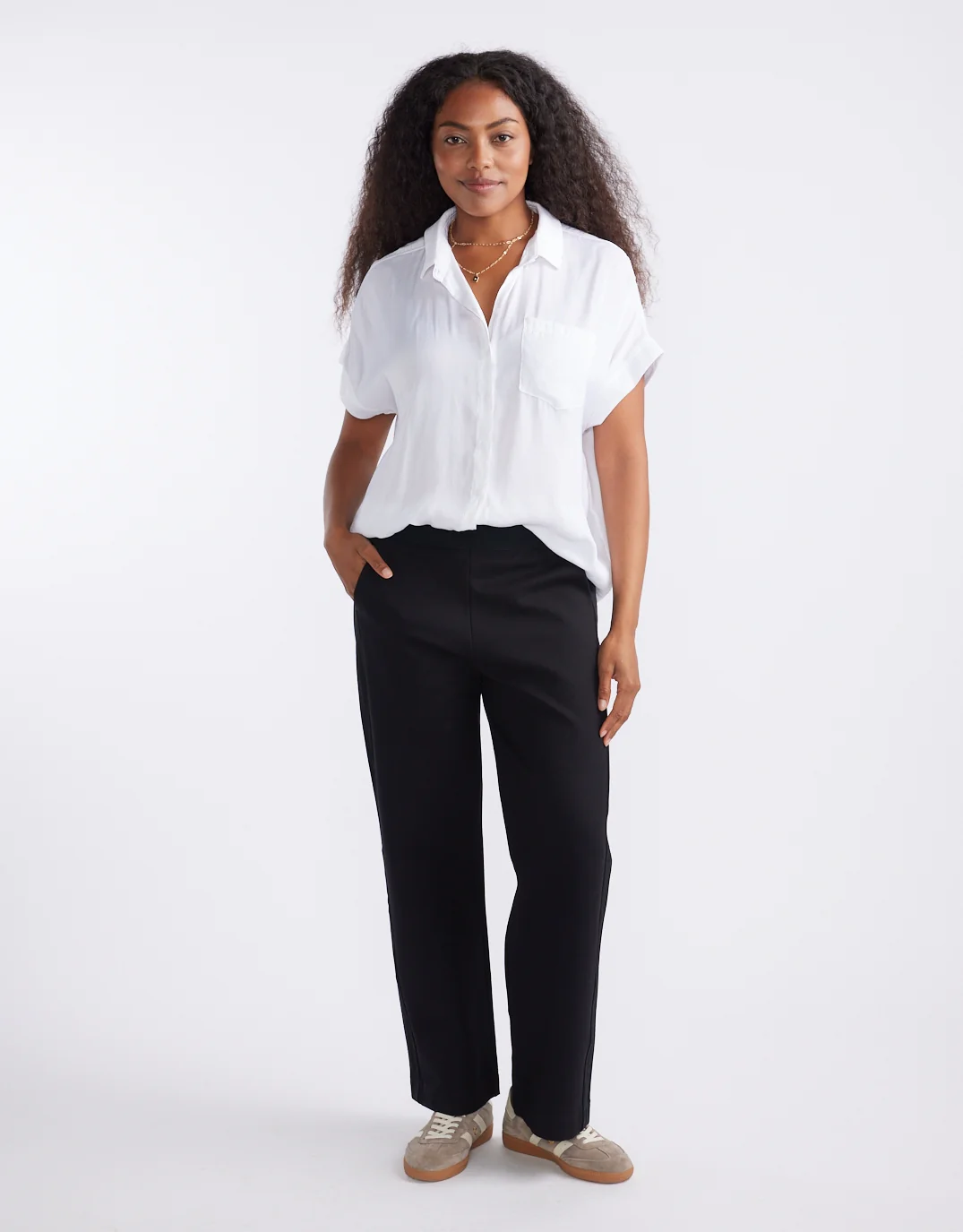 Timeless Straight Leg Ponte Pant - Black On Black - Image 3