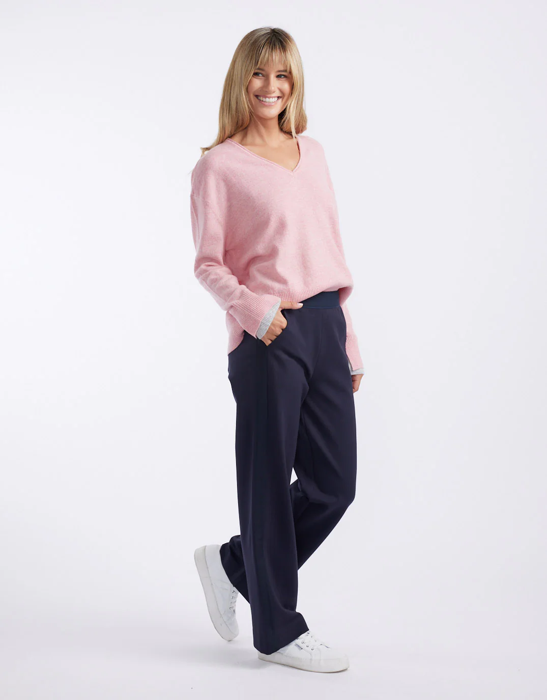 Timeless Straight Leg Ponte Pant - Navy/Navy - Image 3