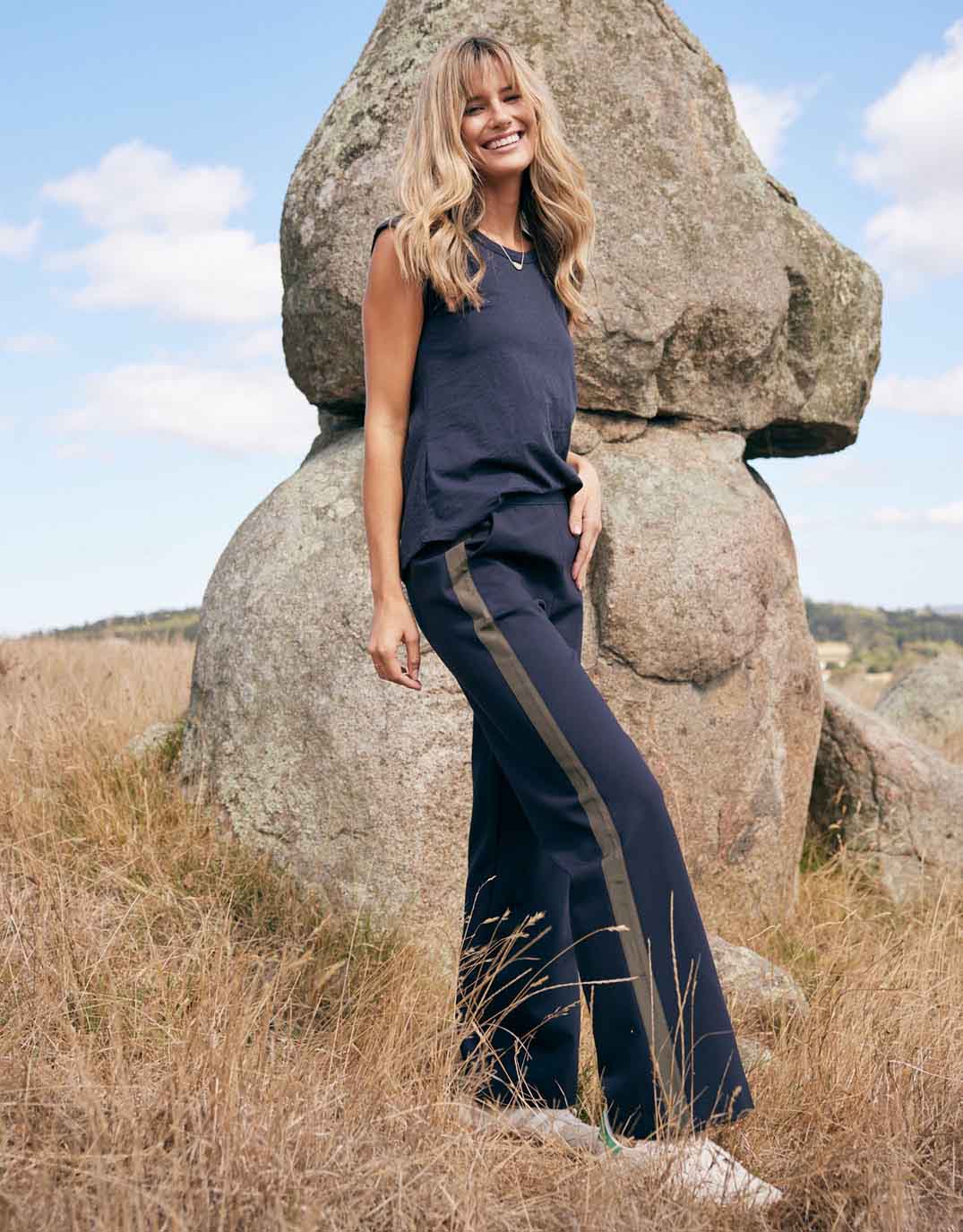 Timeless Straight Leg Ponte Pant - Navy/Khaki - Image 7