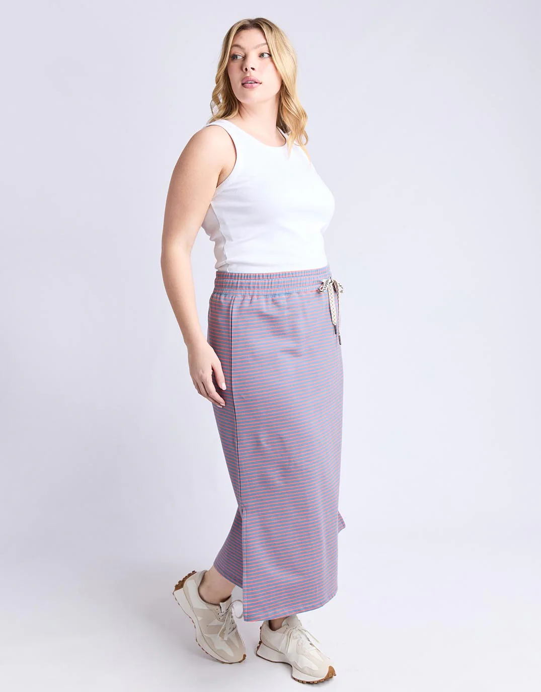 Travel Skirt - Blue Shadow & Sugar Coral Stripe - Image 3