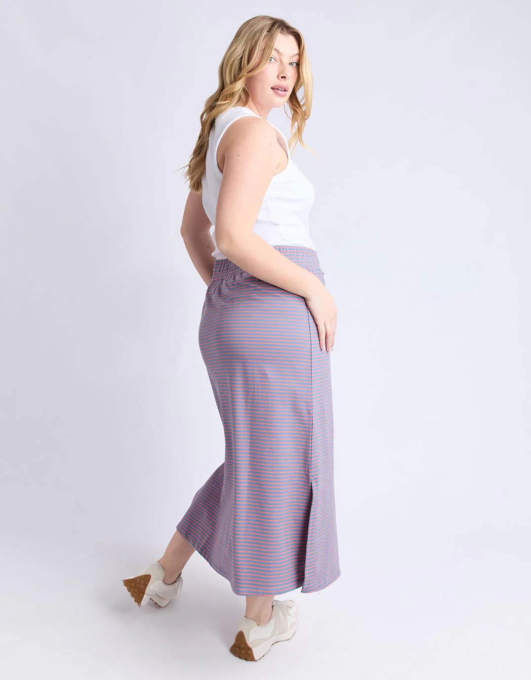 Travel Skirt - Blue Shadow & Sugar Coral Stripe - Image 4