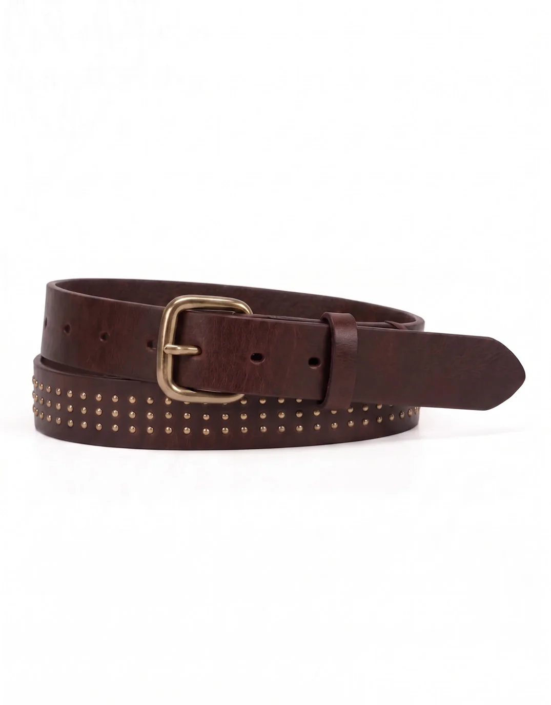 Triple Studded Belt - Choc