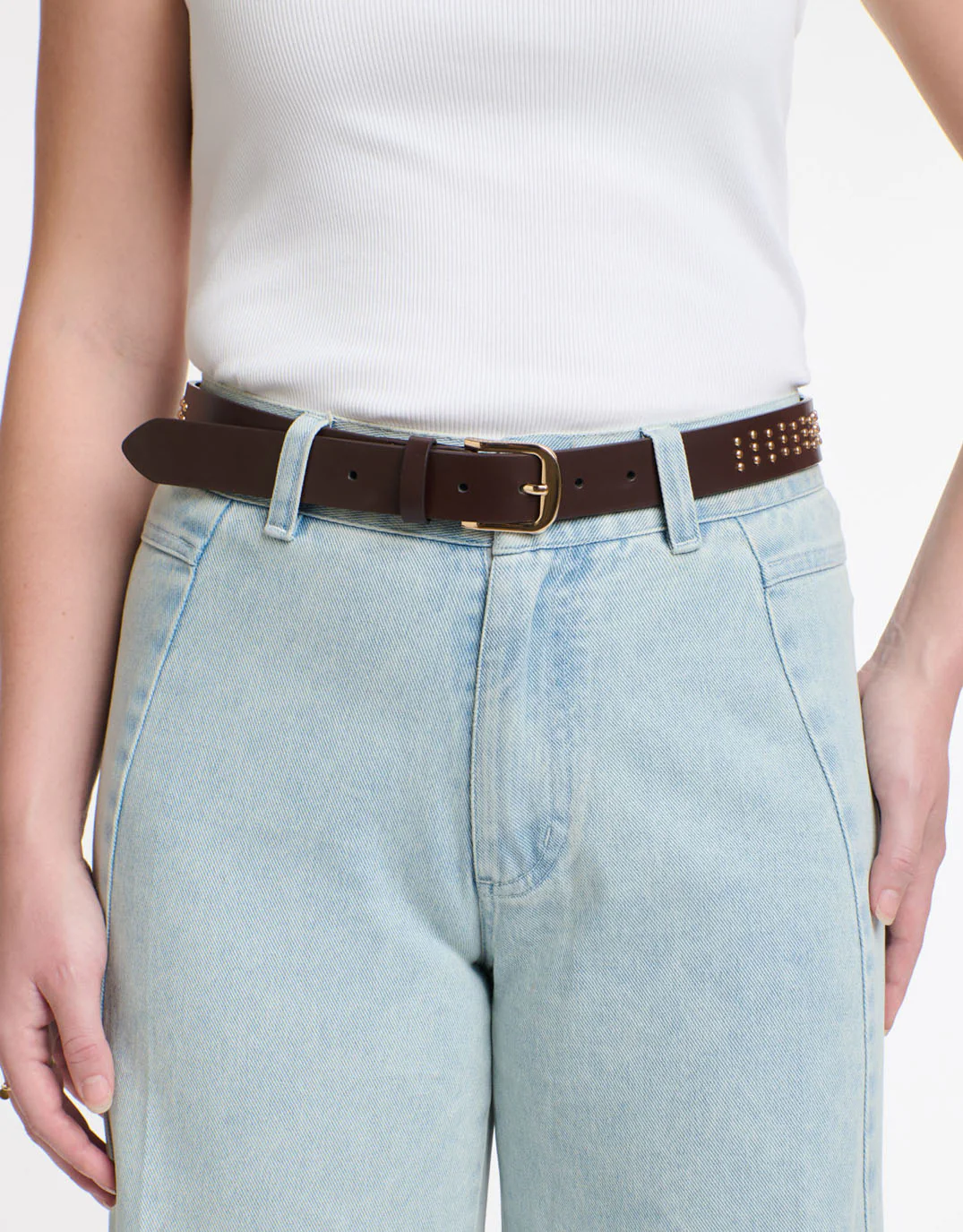 Triple Studded Belt - Choc - Image 2